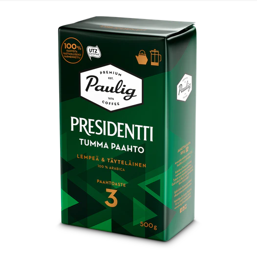 Кофе молотый Paulig Presidentti tumma paahto 500г ср.кр/п 