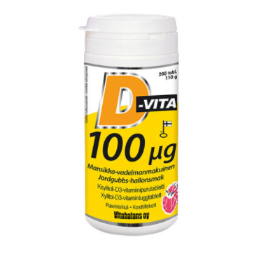 VITABALANS OY D-Vita клубника и малина 200 таблеток